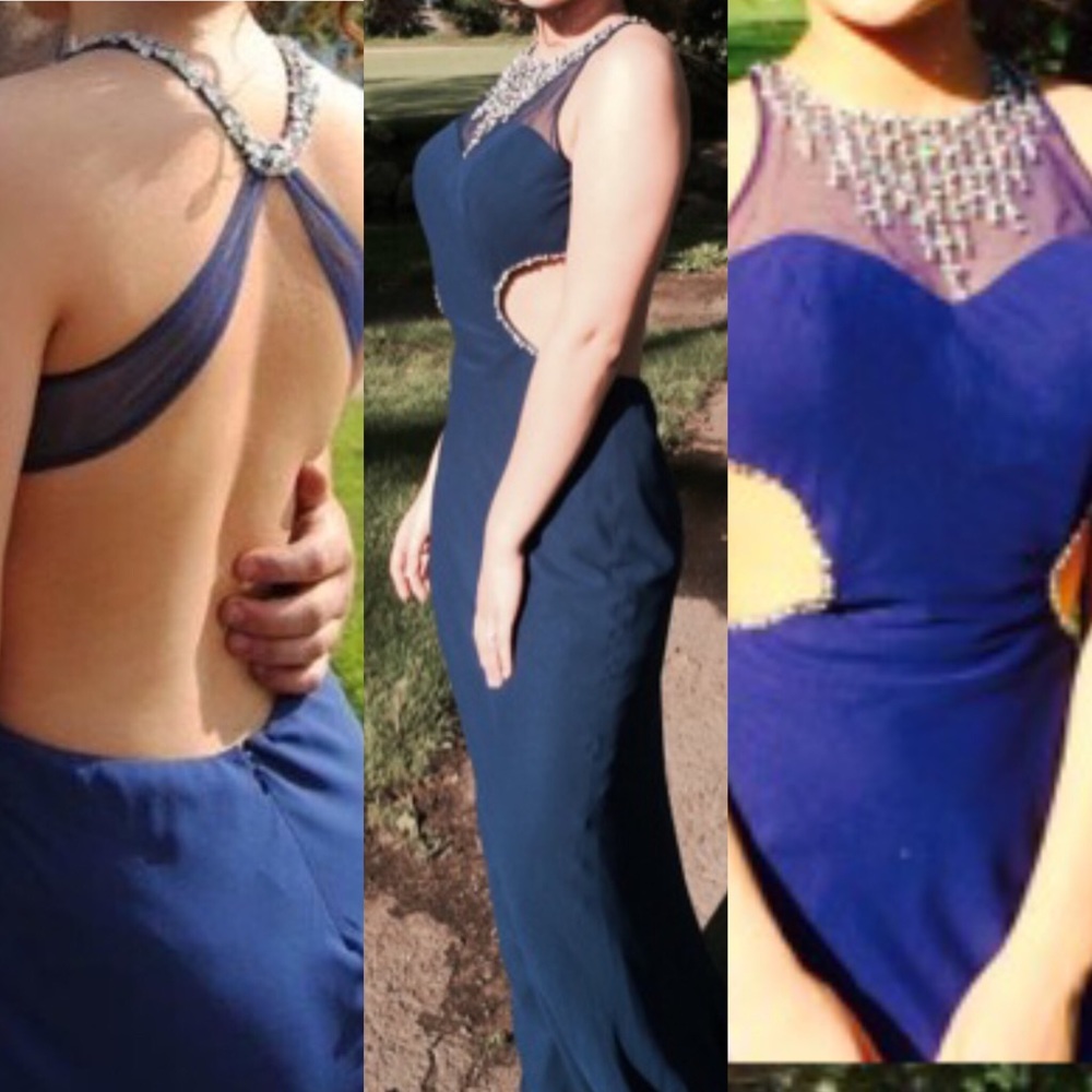 Navy Blue Cutout/Bling Gown